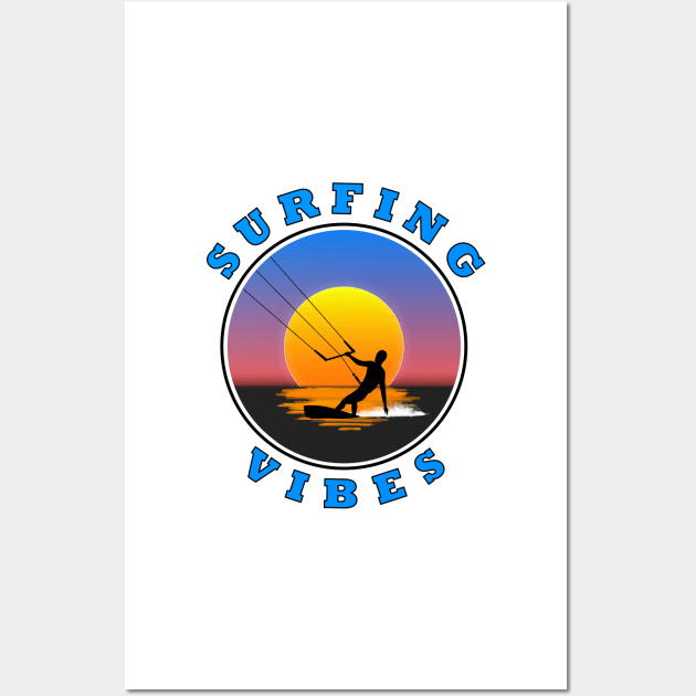 Surfing Vibes - Sun - kite surfer Wall Art by AnturoDesign